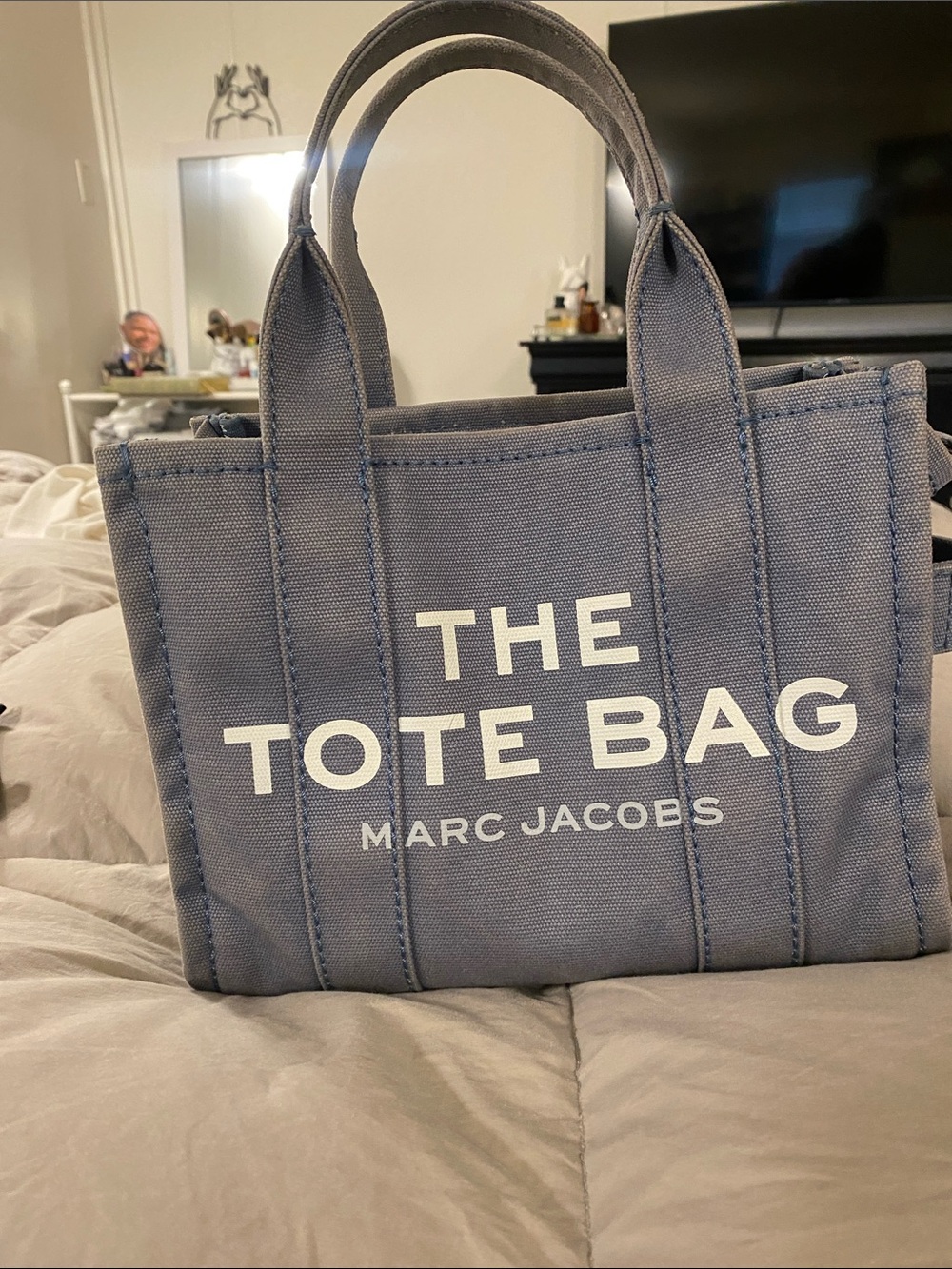 Marc Jacobs Gray Canvas 'The Tote Bag' with White Logo